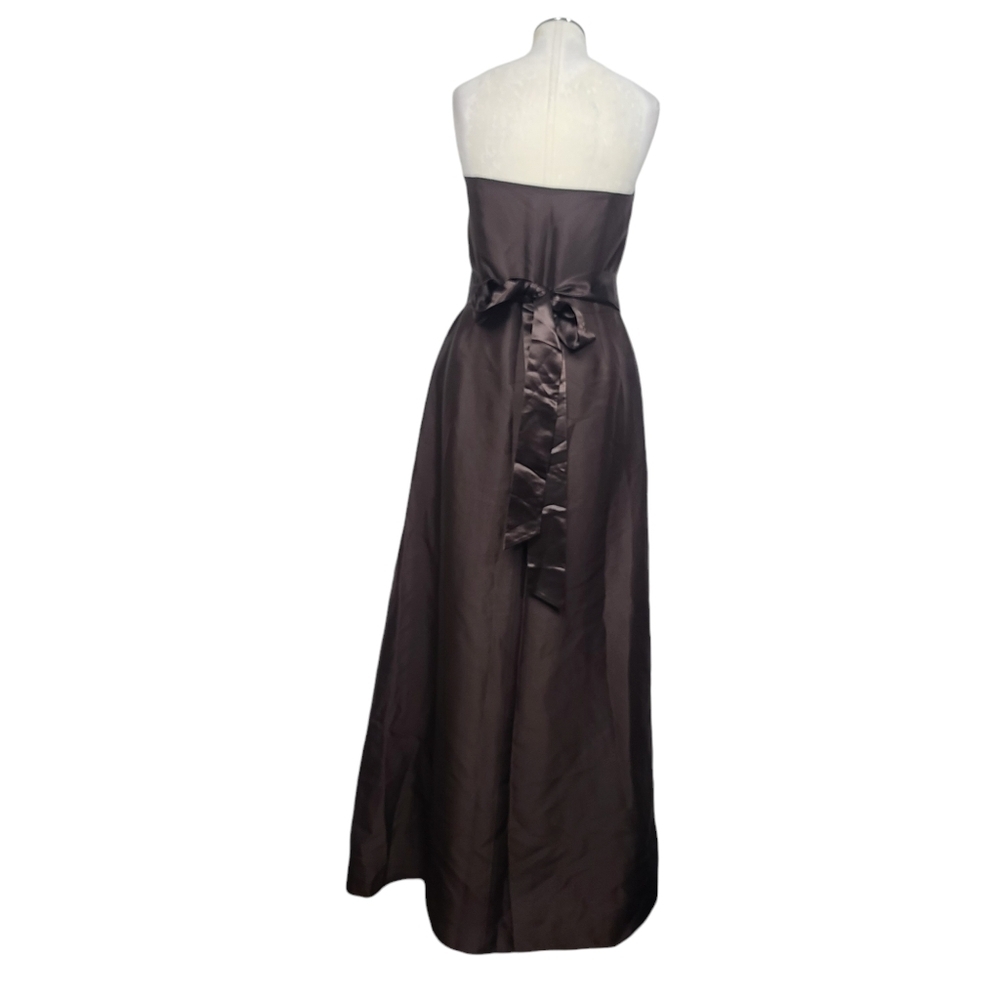 Ann Taylor Brown Strapless Sleeveless Maxi Belted Size Zip Dress 8 - Picture 7 of 11